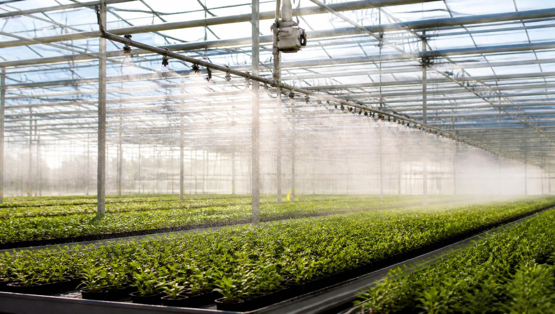 Plantenberegening in een moderne kas